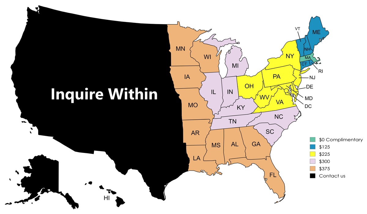Shipping areas with key of the United States