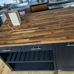 Kitchen Island black with wood top