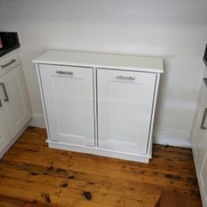white trash bin cabinet