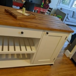 Kitchen Island white with wood top