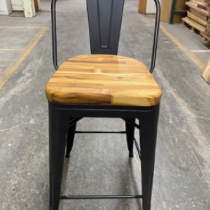 black chair with wood seat